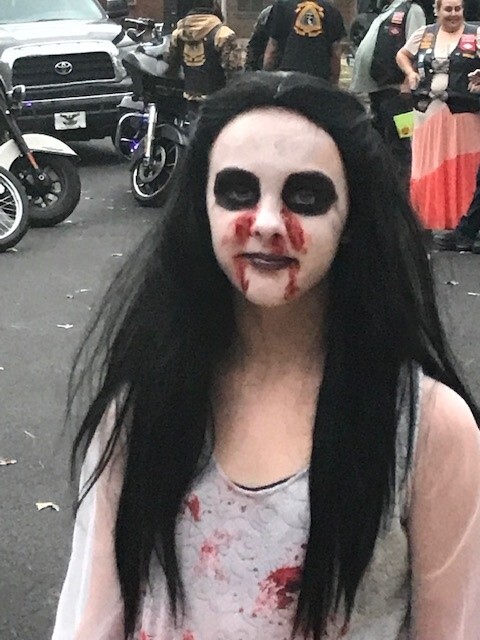One girl wearing a Zombie Bride costume. 
